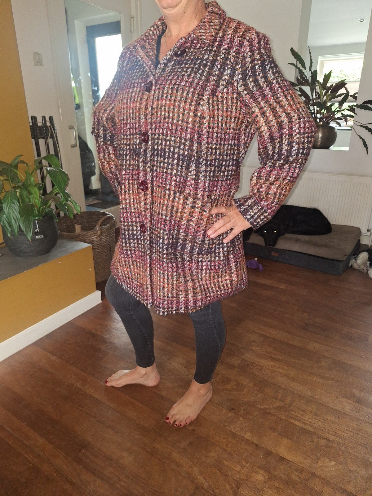 Anna Aura vintage Alpaca wollen jas maat 48, Ophalen, Zo goed als nieuw, Maat 46/48 (XL) of groter, Zwart