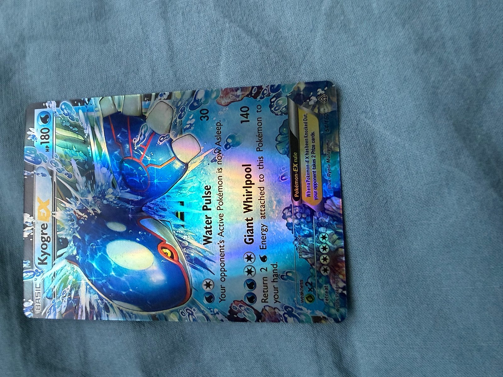 Kyogre EX Pokémon Kaart - Foil Holografisch, Ophalen of Verzenden, Zo goed als nieuw, Losse kaart, Foil