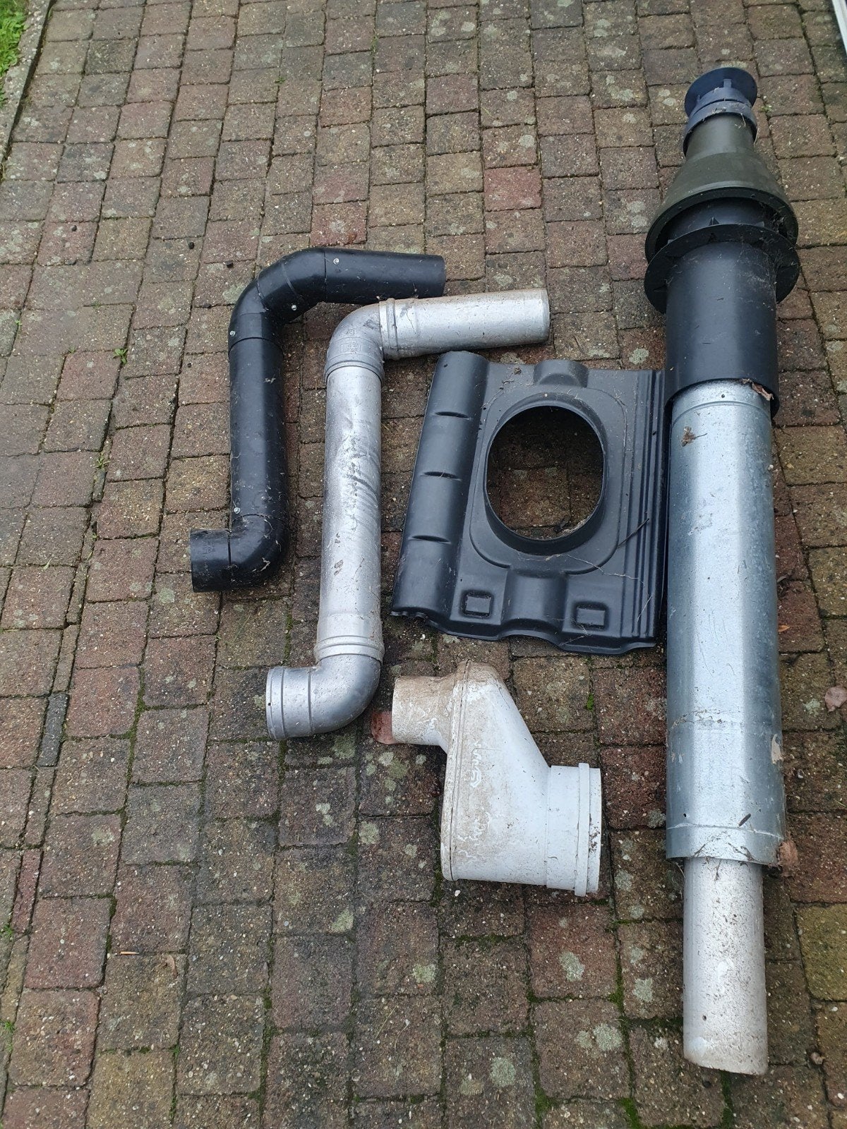 CV ketel rookgasafvoer en dakdoorvoer onderdelen, Ophalen, Bochten, Gebruikt, Aluminium