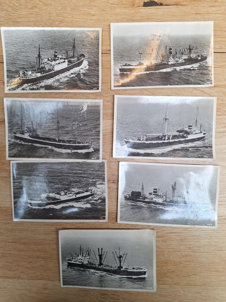Set van 7 vintage foto's van vrachtschepen, Ophalen of Verzenden