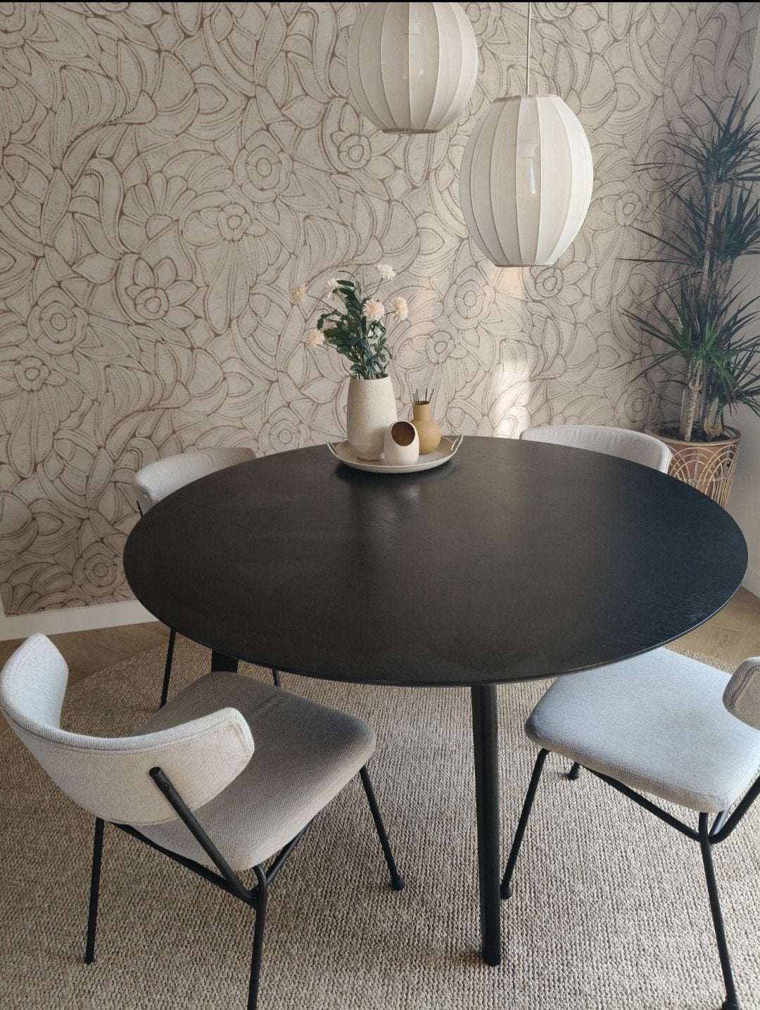 Zwarte ronde eettafel - 140 cm, Ophalen, Gebruikt, Rond, Vier personen