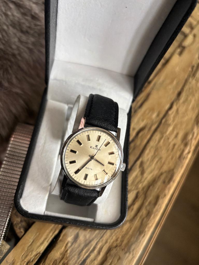 Te koop een Edox Alfetta herenhorloge opwinder automatic, Overige merken, Staal, Polshorloge, 1930 tot 1960