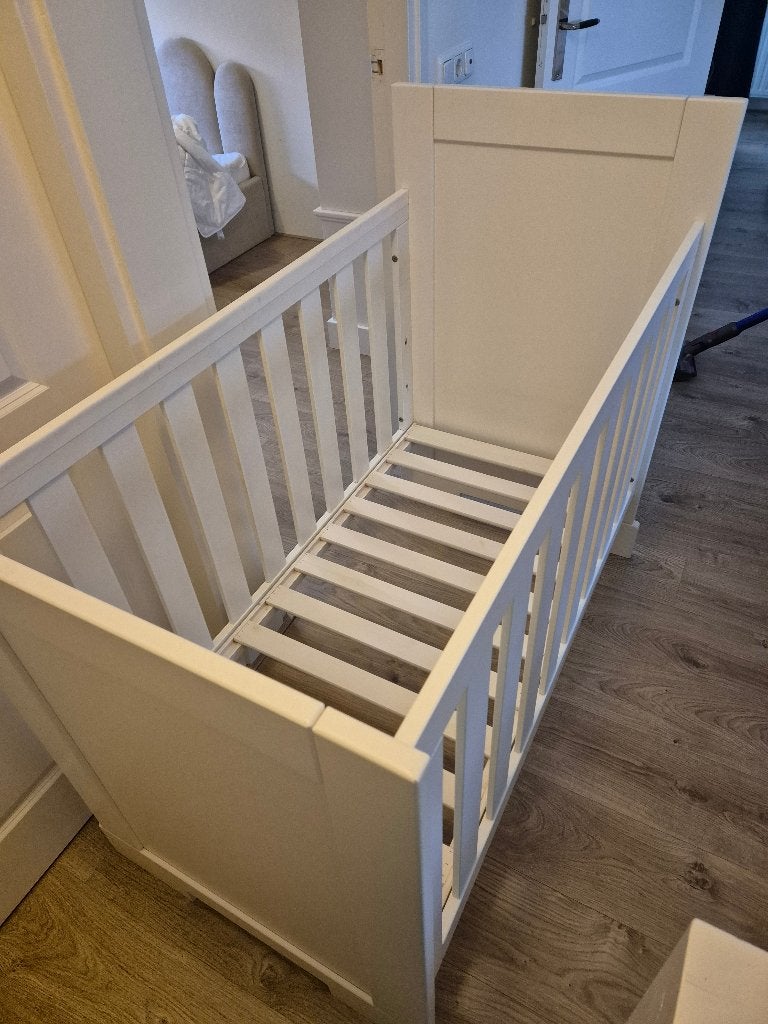 Ledikant 120x60, Ophalen, Gebruikt, Wit, 190 cm of minder