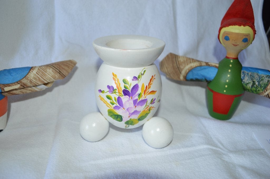 vintage originele xxl Zweedse BOLKANDELAAR handbeschilderd, Huis en Inrichting, 12 cm, Wit, Ophalen of Verzenden, Zo goed als nieuw
