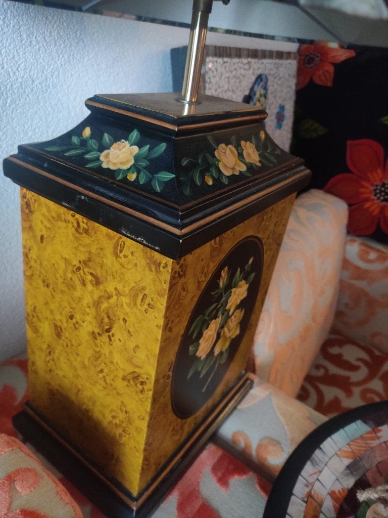 Vintage Handbeschilderde Tafellamp – 72 cm hoog, Ophalen, Vintage