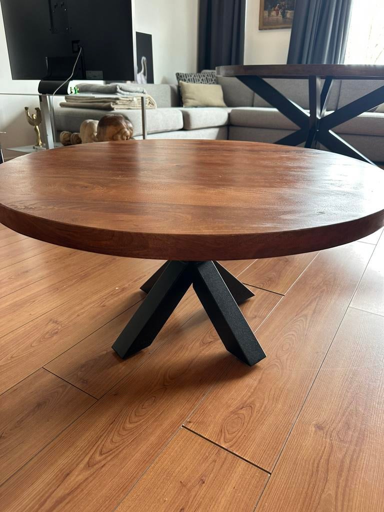 Ronde mango salontafel 90 x 45, Huis en Inrichting, Tafels | Eettafels, Ophalen, Zo goed als nieuw, Rond, 50 tot 100 cm