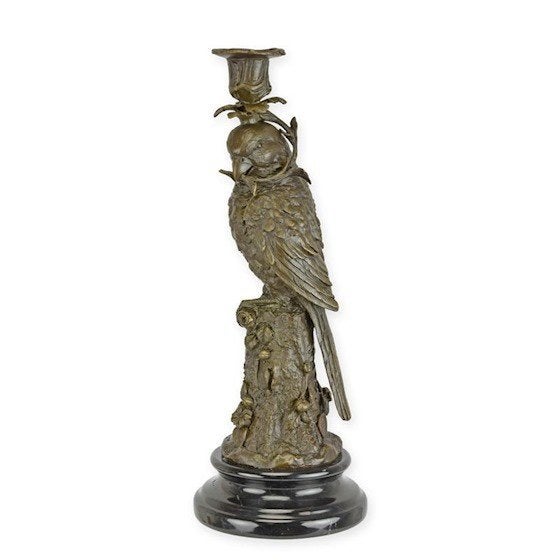 bronzen kandelaar papegaai, Overige materialen, Ophalen of Verzenden, Atw, Atw