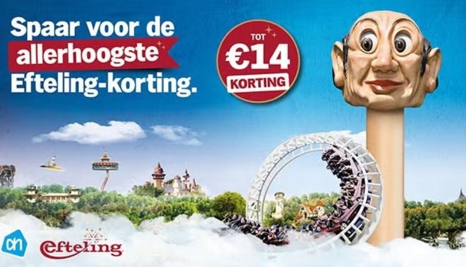 AH Efteling zegels €14,00 korting per persoon, Drie personen of meer, Kortingskaart