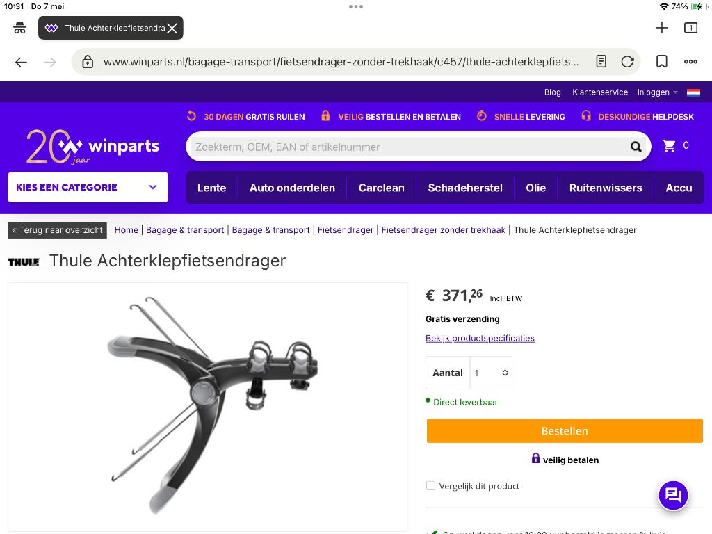 Fietsendrager voor achterklep, Auto diversen, Fietsendragers, Ophalen, 2 fietsen, Gebruikt, Achterklepdrager