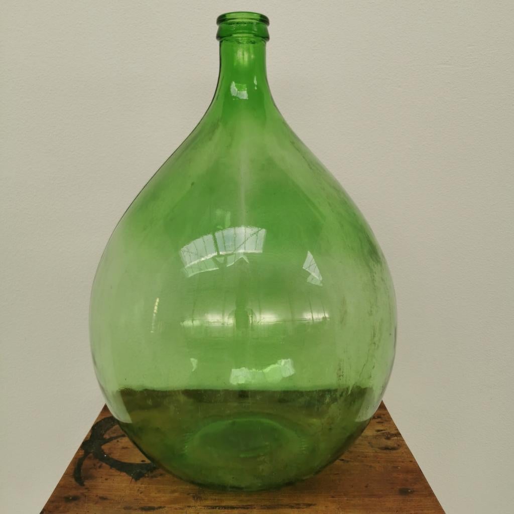 Grote glazen Dame Jeanne vaas wijnfles, gistfles glas 408, Antiek en Kunst, Ophalen of Verzenden