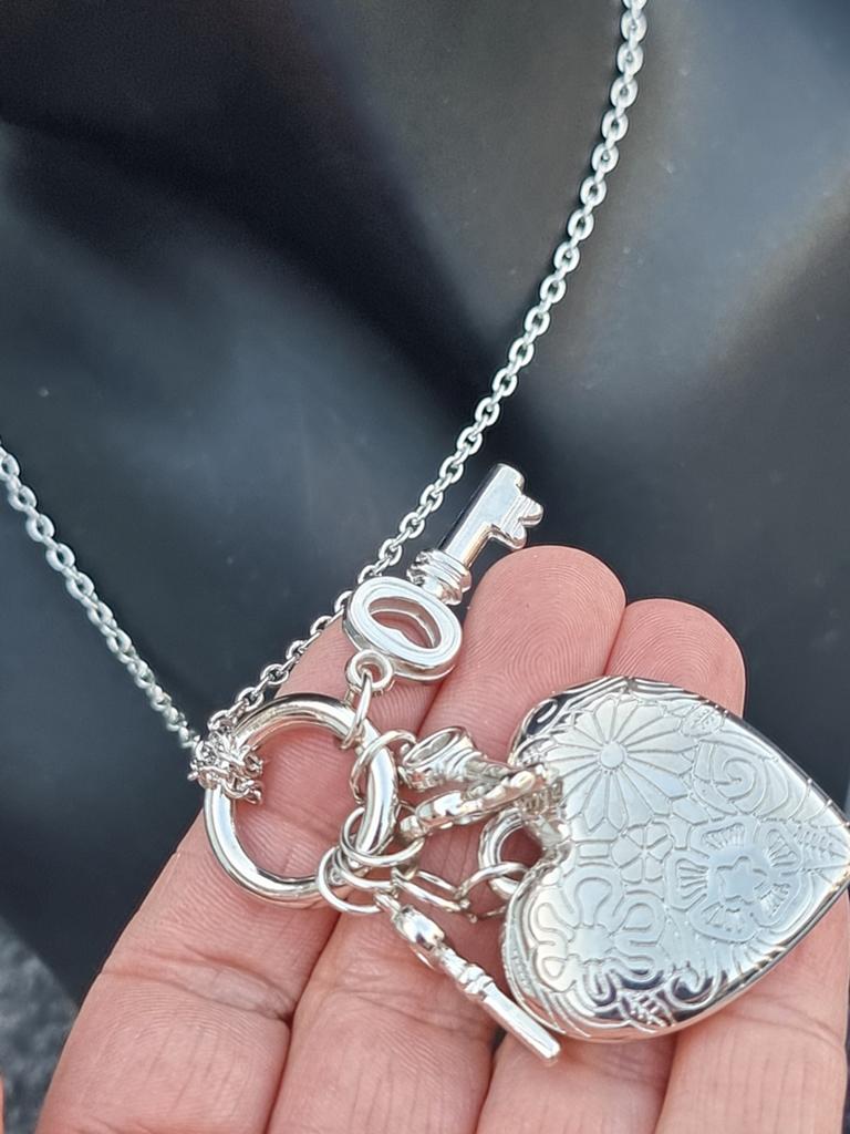 Vintage 90's hart locket design collier, Ophalen of Verzenden, Zo goed als nieuw, Zilver, Overige materialen