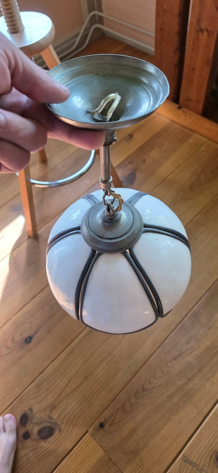Vintage Plafondlamp/Wandlamp - Art Deco Stijl, Ophalen, Minder dan 50 cm, Gebruikt, Glas