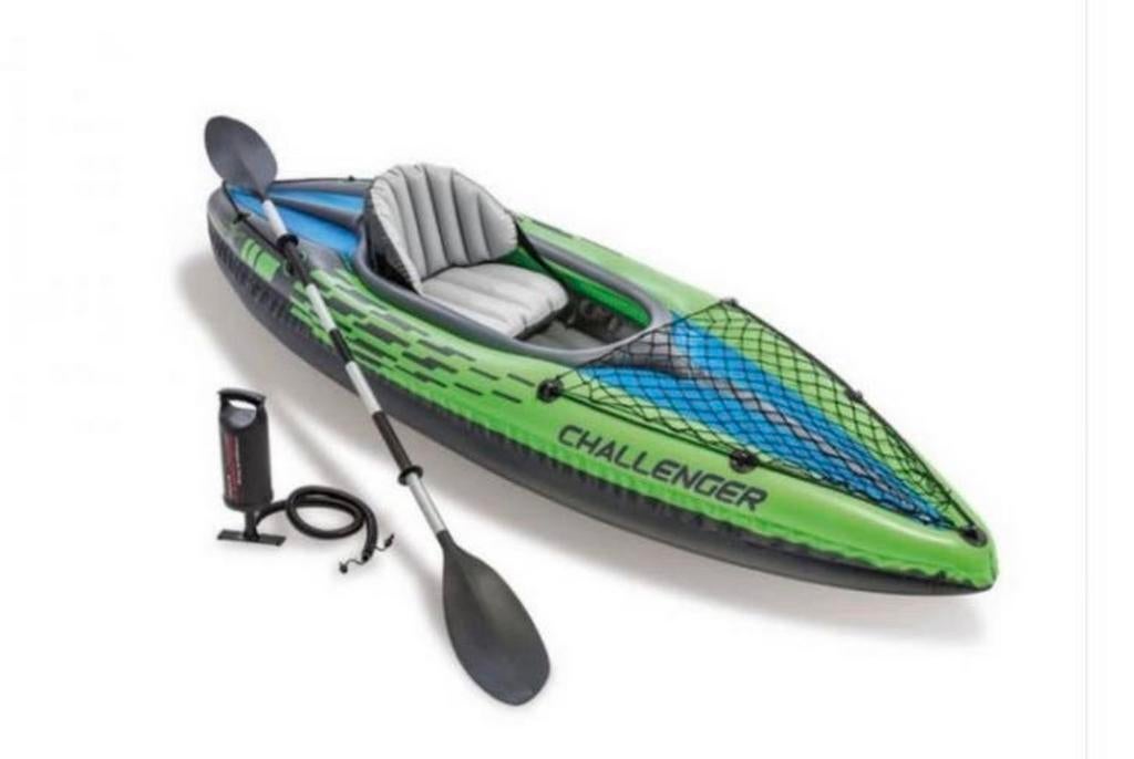 Intex Challenger K1 opblaasbare kajak met peddel en pomp, Watersport en Boten, Ophalen, Opblaasbaar, Zo goed als nieuw, 1-persoons