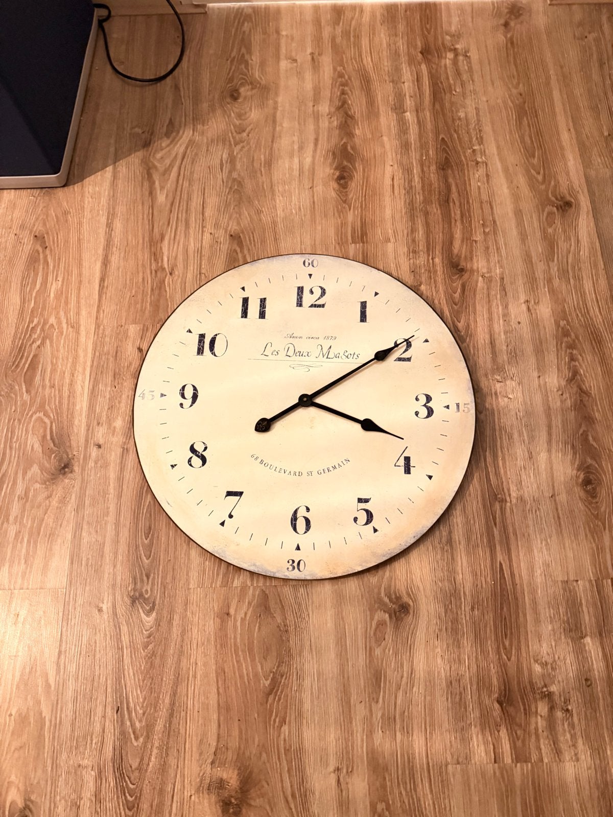 Vintage Wandklok "Les Deux Magots" - Landelijke Stijl, Ophalen, Vintage, Analoog, Beige