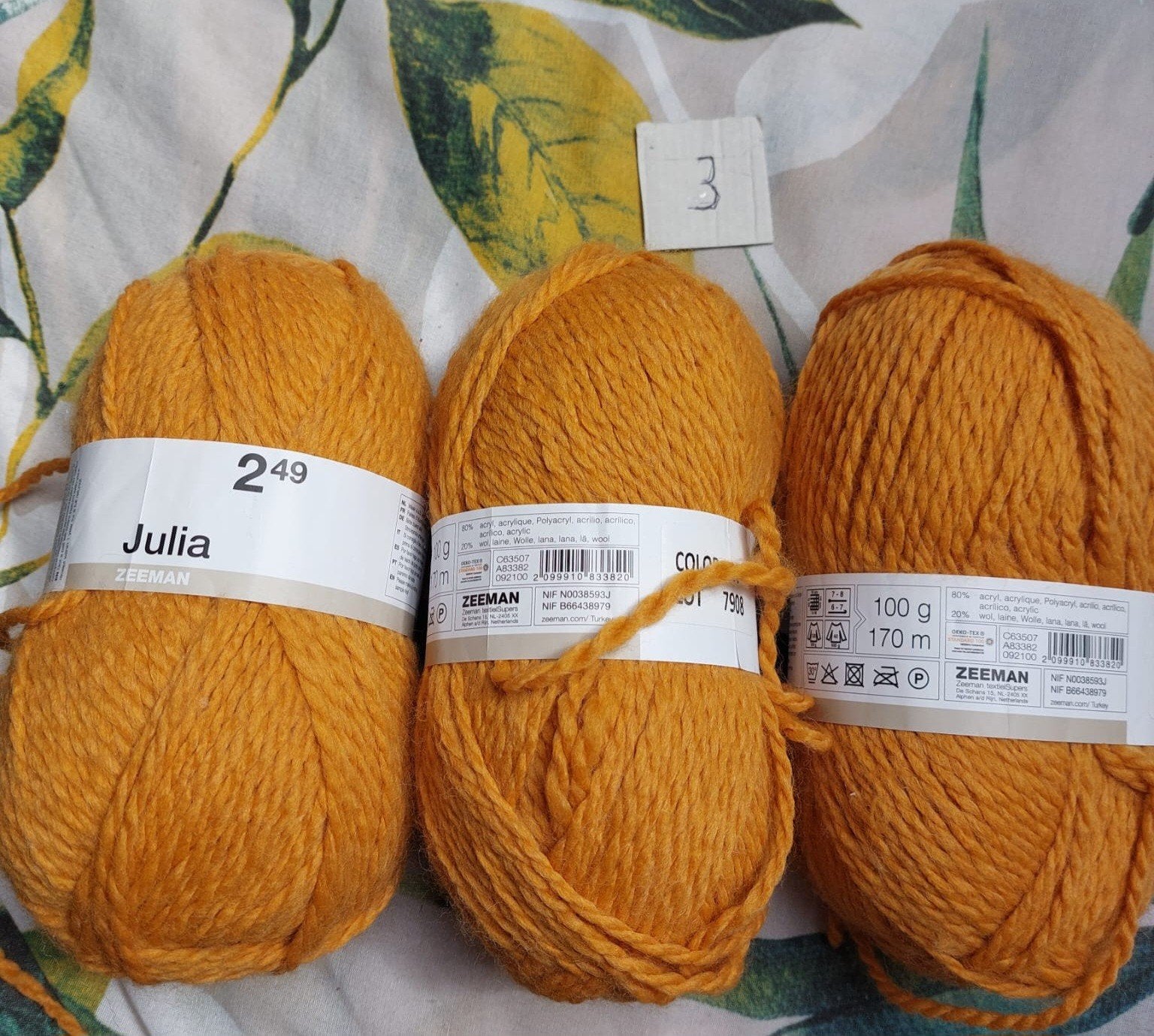 3 bollen wol mosterd geel (Julia), Ophalen of Verzenden, Nieuw, Breien of Haken, Wol of Garen
