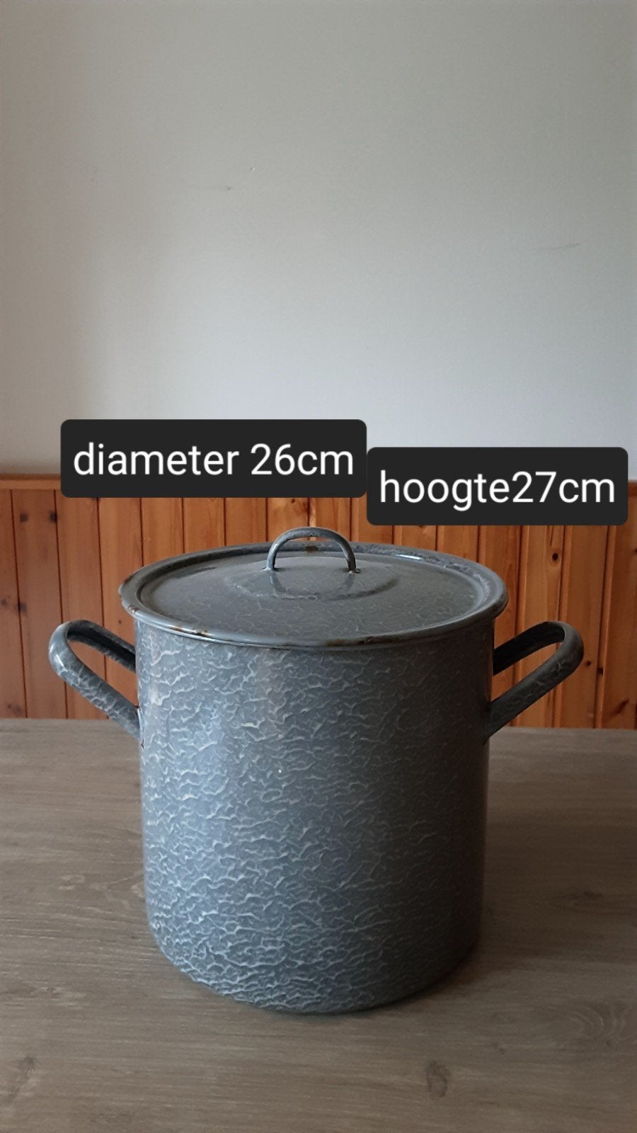 EMAILLE GRIJSGEWOLKTE PAN., Ophalen of Verzenden