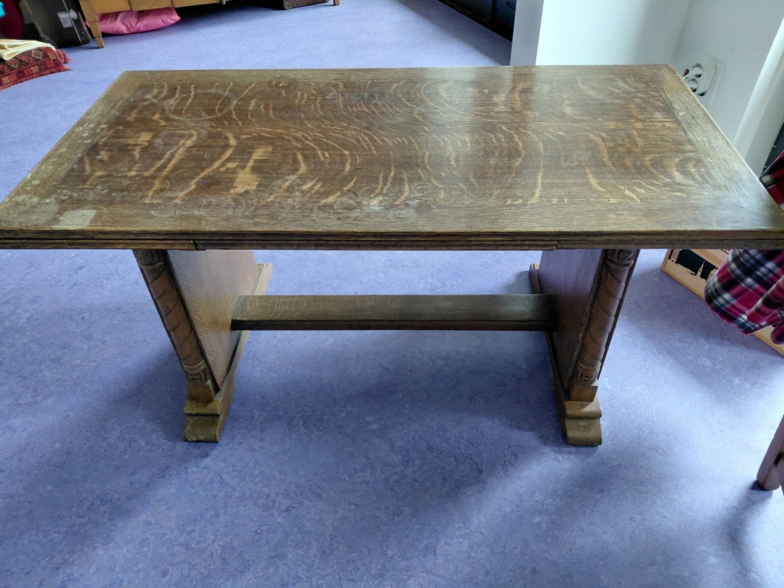 Vintage Kloostertafel met Uitschuifbare Bladen - 109x54x54cm, Antiek en Kunst, Ophalen