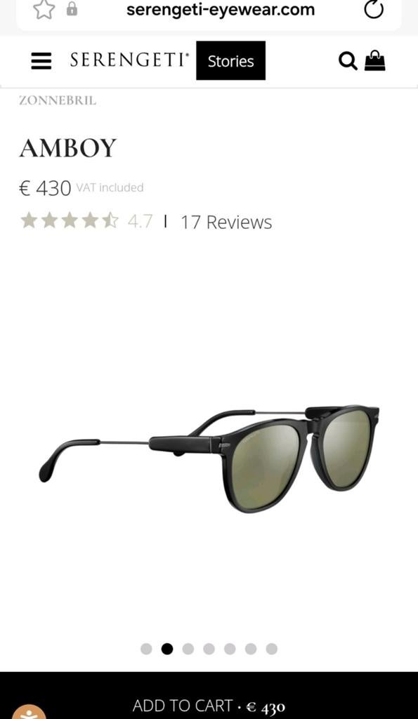 Serengeti amboy bril, Overige merken, Zonnebril, Zwart, Nieuw