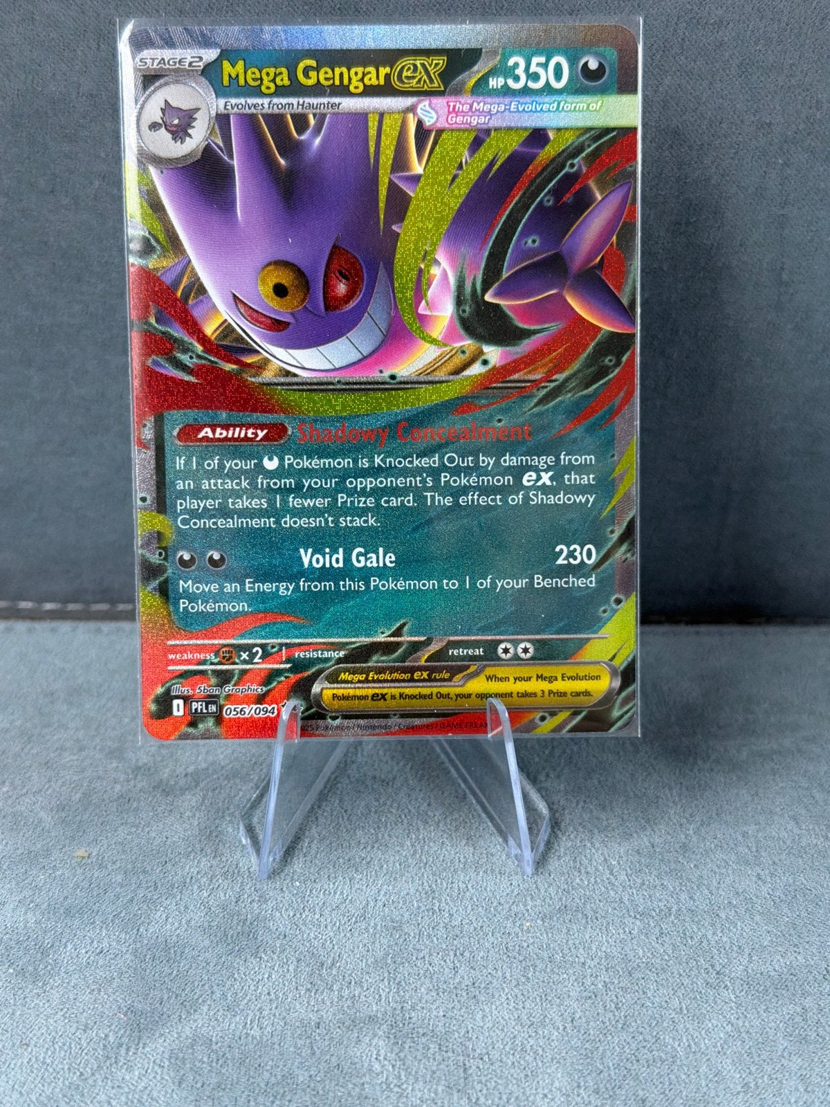 Mega Gengar EX Pokémon Kaart 056/094, Ophalen of Verzenden, Zo goed als nieuw, Losse kaart, Foil