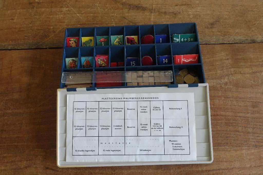 KOMPLEET Vintage Antieke bakelieten? rekendoos van Malmberg, Ophalen of Verzenden