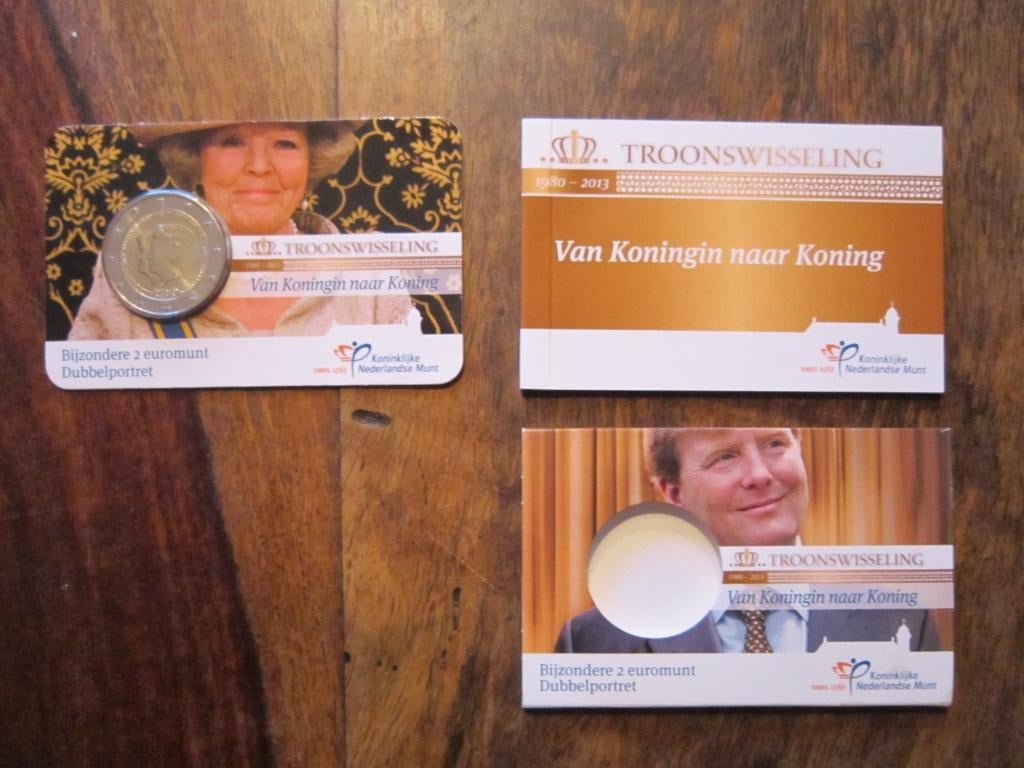 2013 Troonwisseling 2 euro  UNC in Coincard KNM, Verzenden, Koningin Beatrix, Euro's