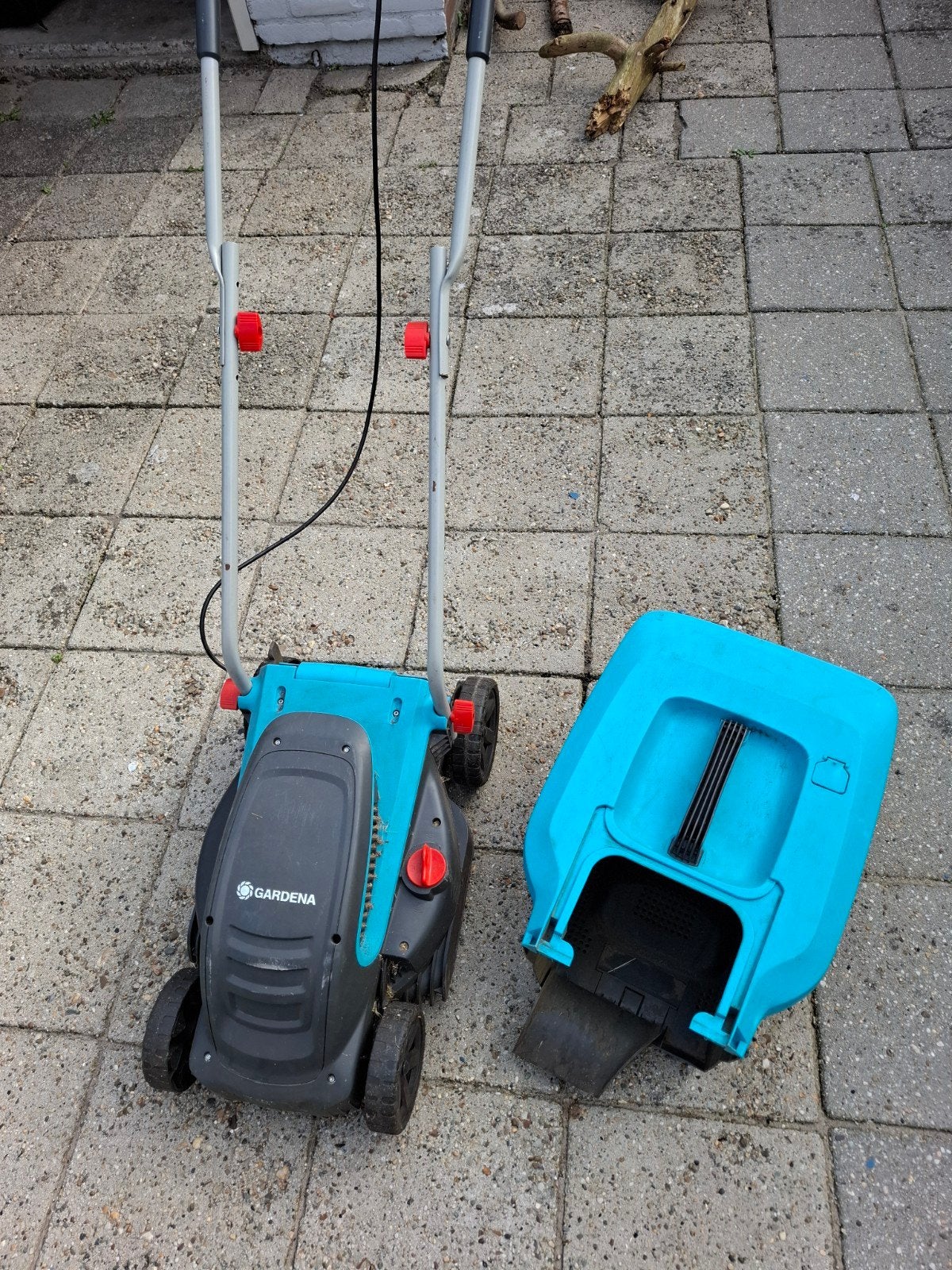 Gardena Elektrische Grasmaaier met Opvangbak, Tuin en Terras, Cirkelmaaier, Gebruikt, Elektrische grasmaaier, Ophalen of Verzenden