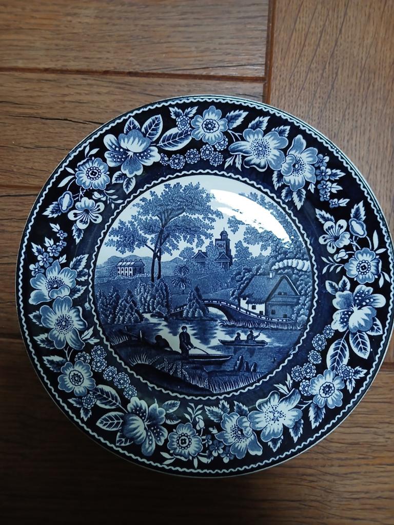 Vintage Blauw-Wit Decoratief Bord met Landschap, Antiek en Kunst, Ophalen