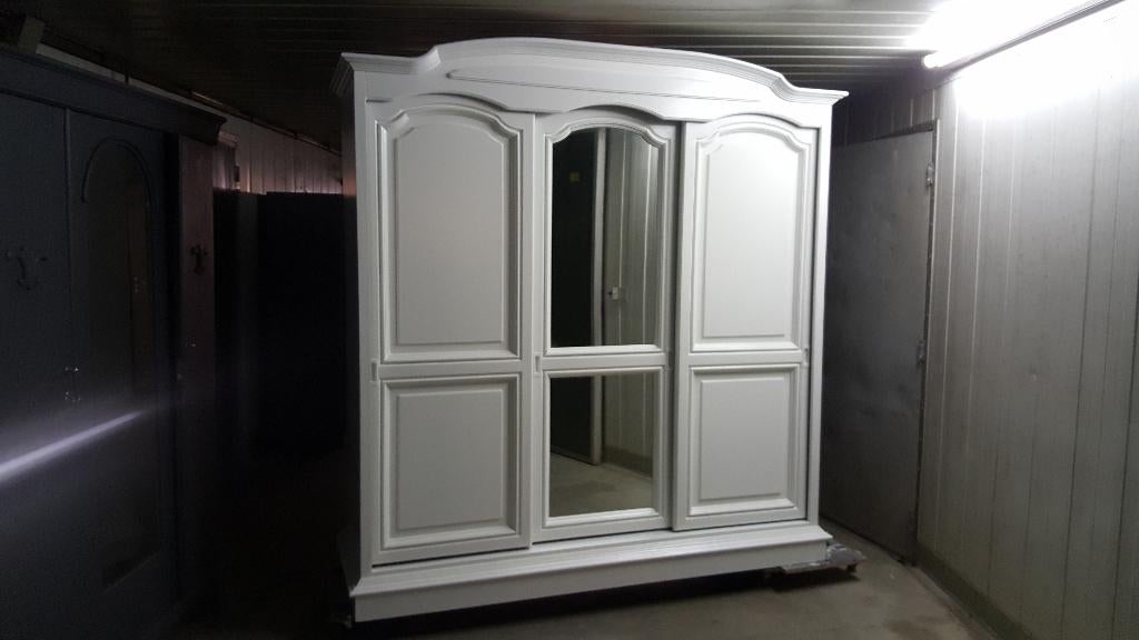 Schuifdeuren brocante garderobe eiken kasten, kledingkasten, Ophalen, Zo goed als nieuw