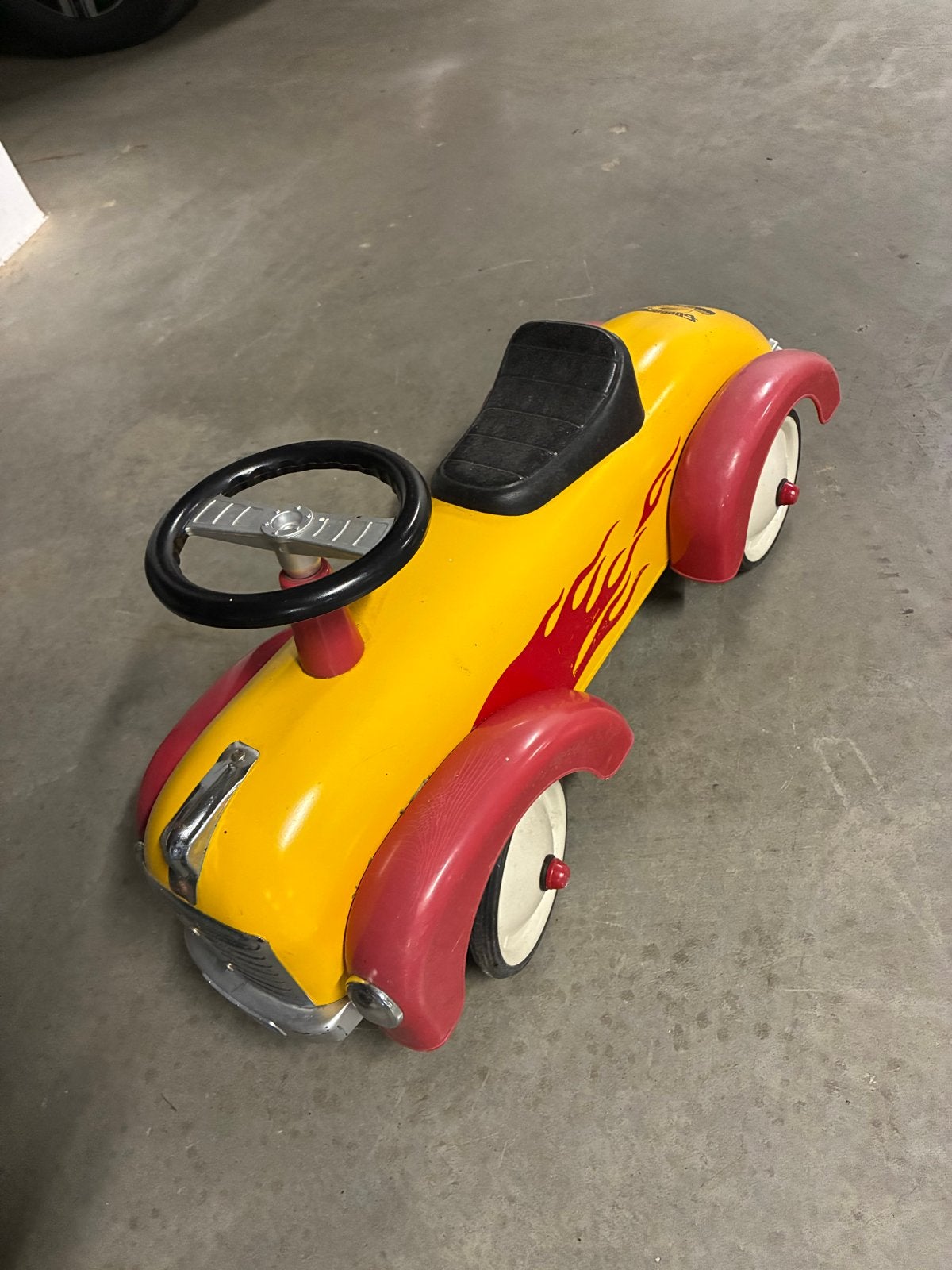 Gele loopauto met vlammen - Retro design, Ophalen, Gebruikt, Loopvoertuig