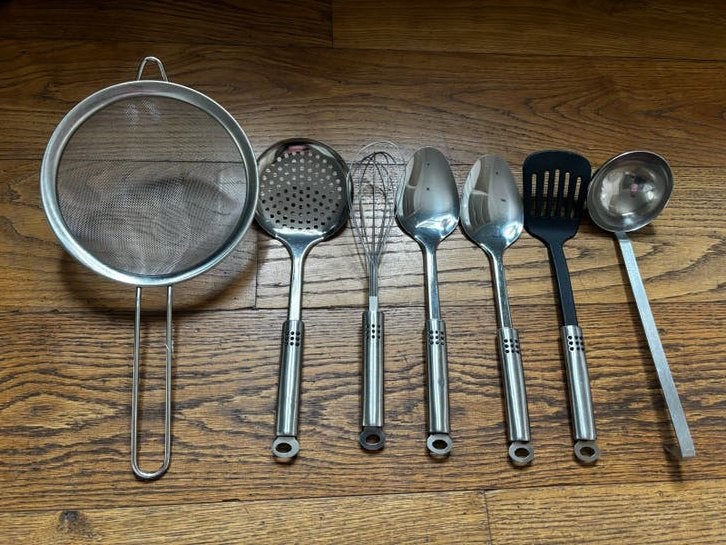 Keukengerei set RVS - 8-delig, Zilver, Ophalen of Verzenden, Metaal, Overige typen