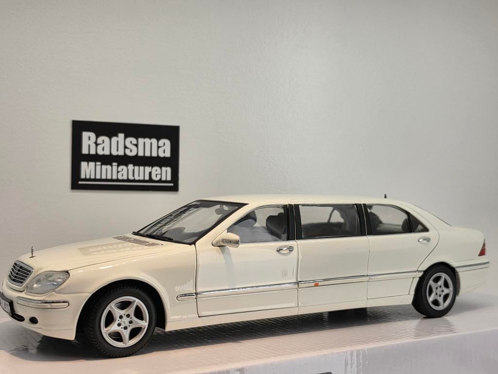 Mercedes-Benz S-Klasse Pullman W220 - Wit - 1:18 Sun Star, Hobby en Vrije tijd, Modelauto's | 1:18, Auto, Ophalen of Verzenden