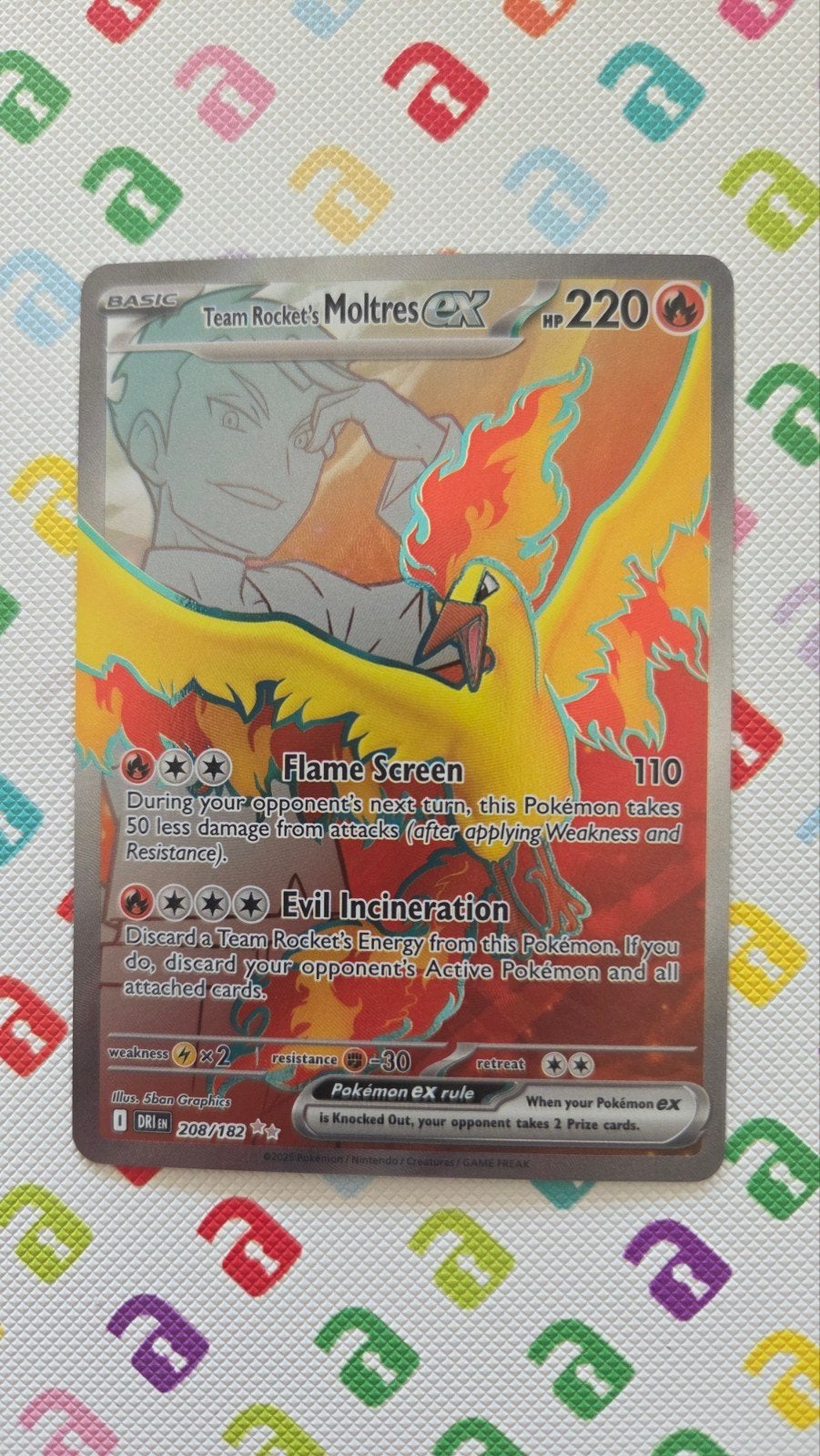 Team Rocket's Moltres EX Full Art Pokémon Kaart, Ophalen of Verzenden, Zo goed als nieuw, Losse kaart, Foil