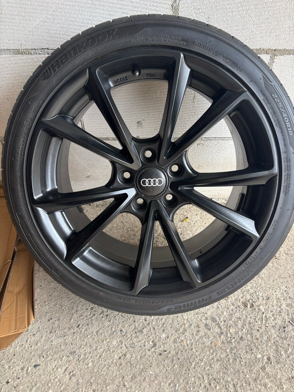 18* | Audi A3 | 5x112 | ET 45 | Hankook banden 5,5 |, Ophalen, 18 inch, Gebruikt, Banden en Velgen