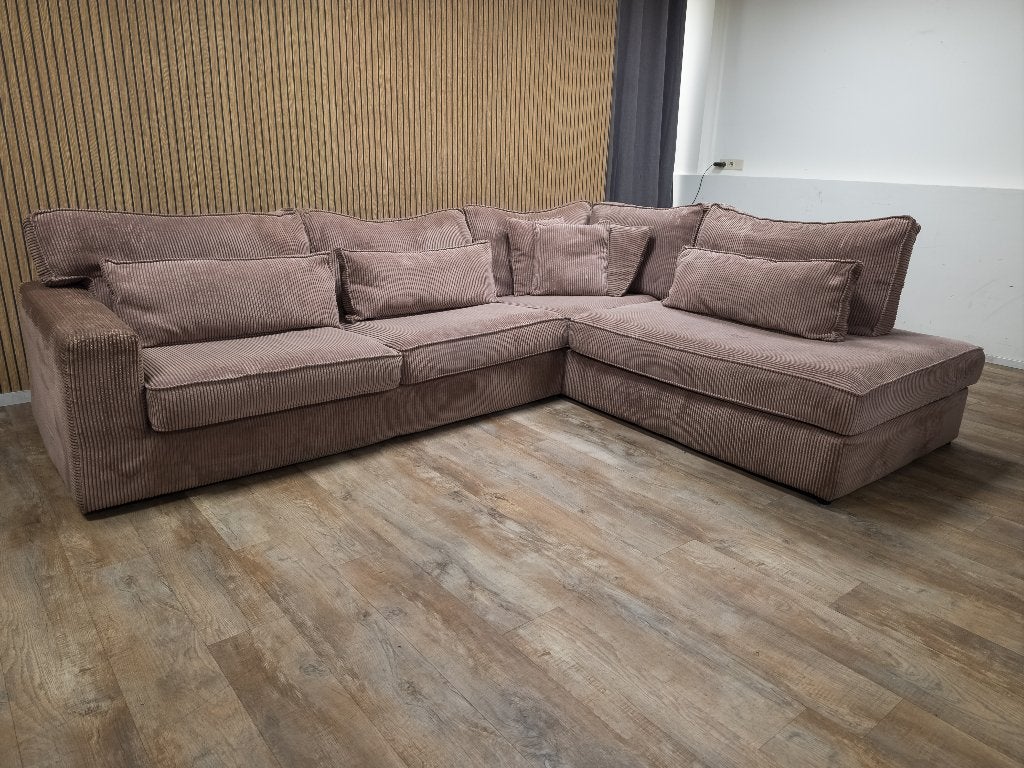 Zeer Mooi Groot Roze RIBSTOF Hoekbank, Info@banxtel.nl, 3194DC, Gebruikt, Overige maten