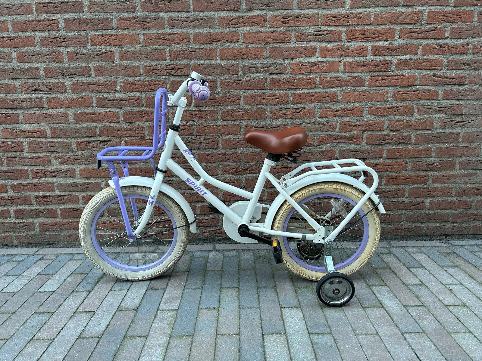 Spirit kinderfiets 16 inch met zijwieltjes, nette staat, Ophalen, Terugtraprem, Zijwieltjes, 16 tot 20 inch