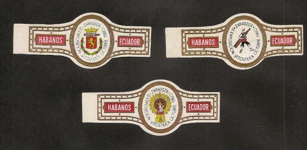 MARCA ECUADOR, II EXP. VIT. ZARAGOZA, SERIE CUBANA COMPLETA, Verzenden, Nieuw, Sigarenbandjes