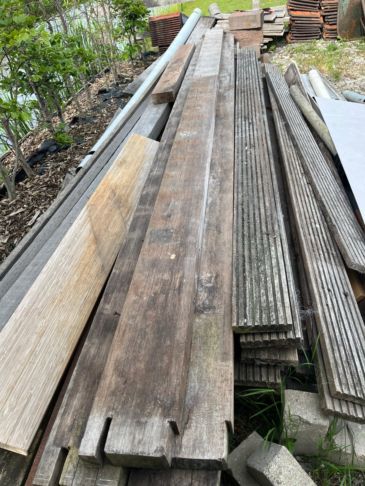 Hard houten balk Azobe 3m70x15x5, gebruikt, Ophalen of Verzenden, Gebruikt, Hout