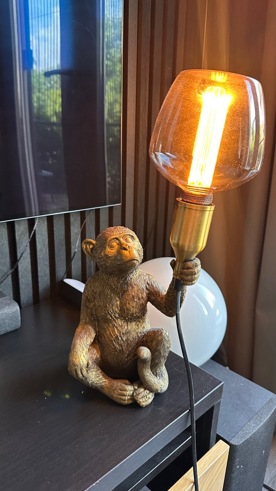 Aap lamp met grote LED filament lamp, Ophalen, Zo goed als nieuw, Kunststof, Minder dan 50 cm