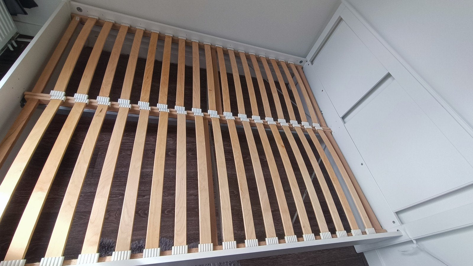 IKEA SONGESAND bedframe 160x200cm met lattenbodem, Ophalen, Wit, Tweepersoons, Zo goed als nieuw