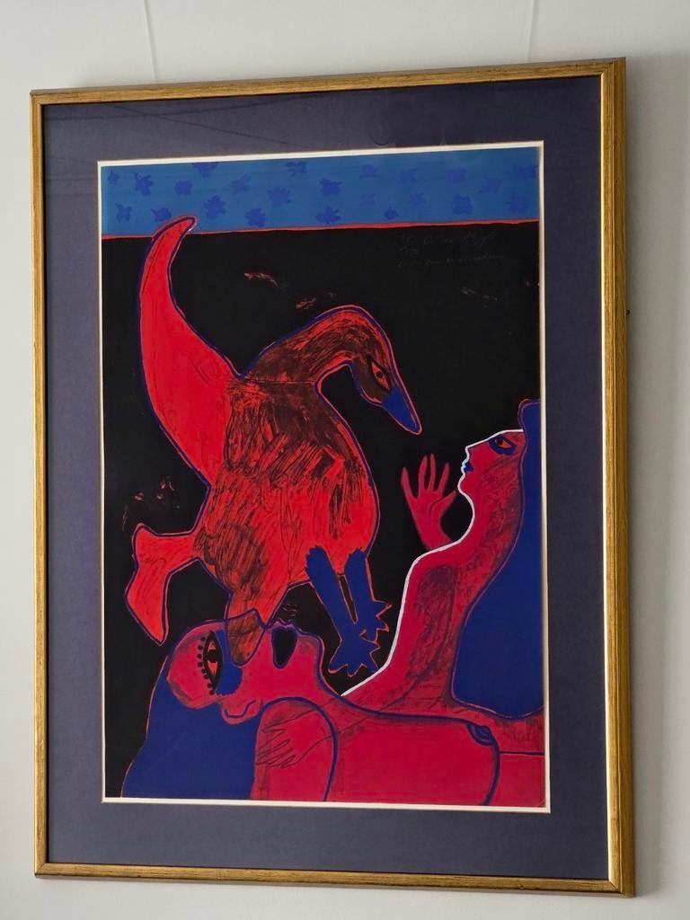 Corneille - 2 Vrouwen met vogel - Handgesigneerd - 1978, Ophalen of Verzenden