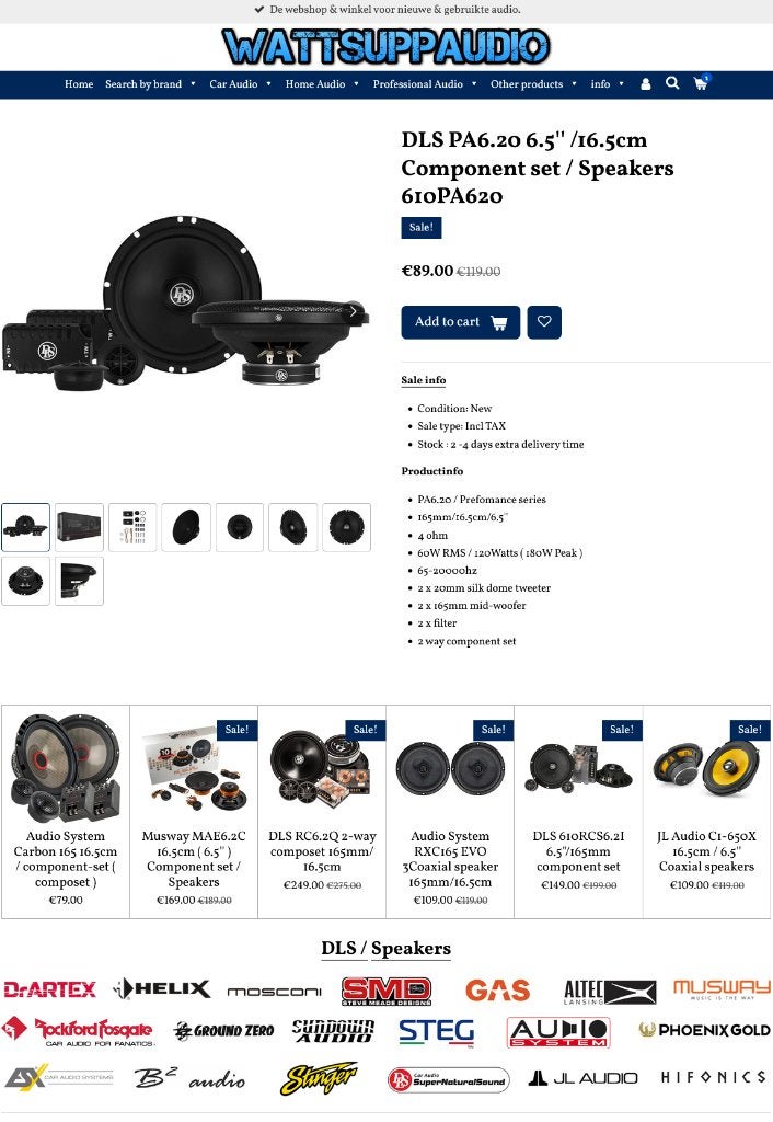 DLS PA6.20 6.5'' /16.5cm Component set / Speakers 610PA620, Auto diversen, Info@optimount.nl, Nieuw, Ophalen of Verzenden, Anholtseweg 48A 7091 HB DINXPERLO