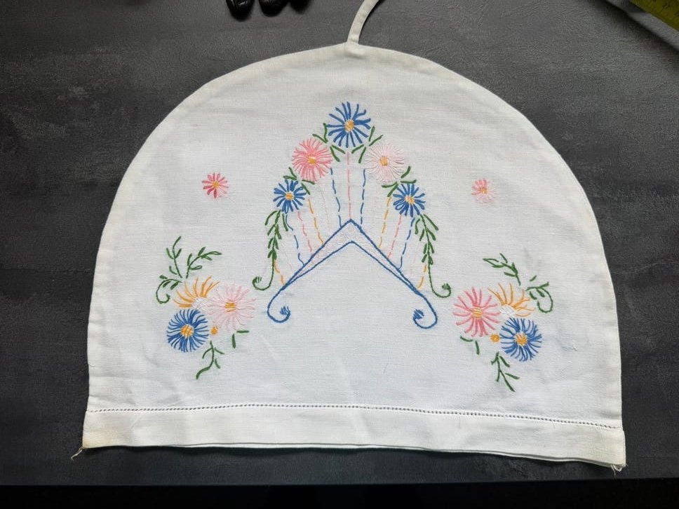 Vintage geborduurde theemuts uit de jaren 60/70, Ophalen of Verzenden