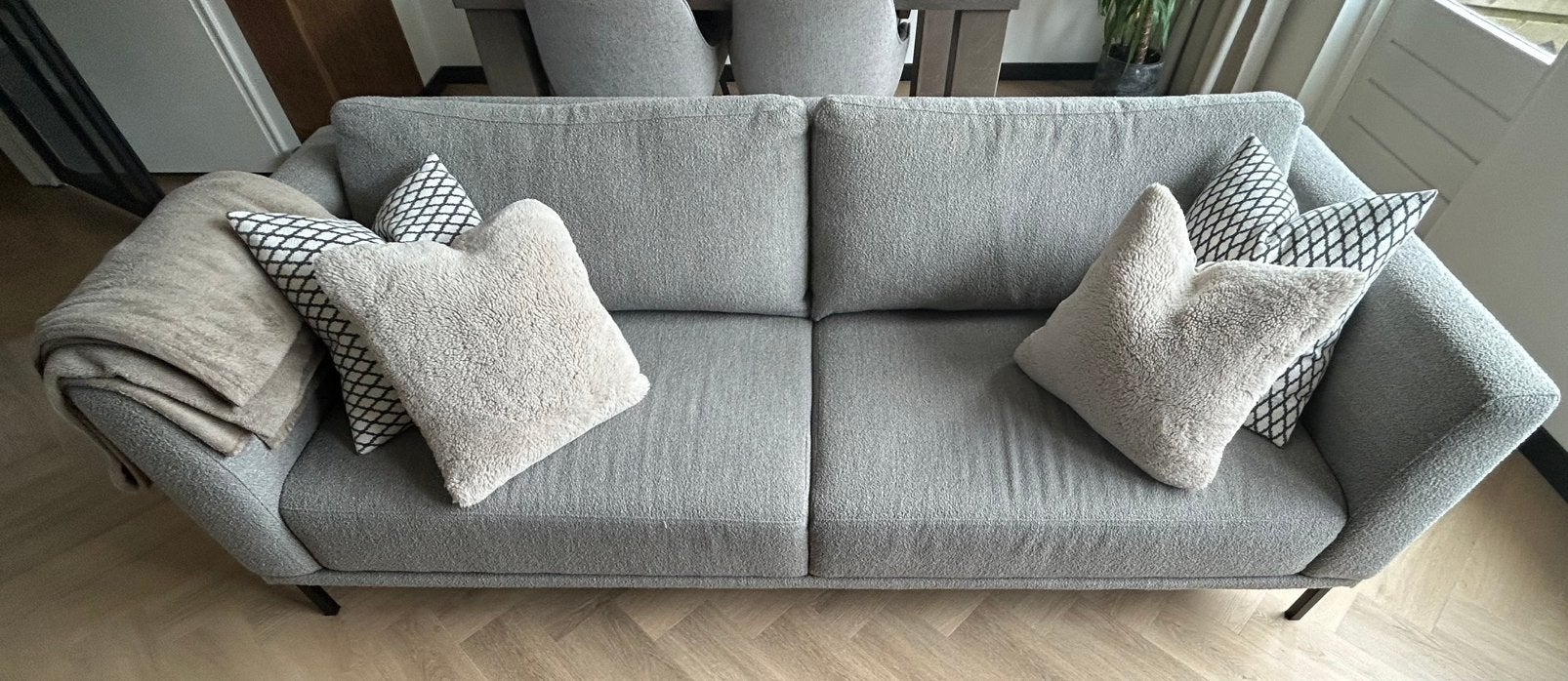Bank met hocker, Ophalen of Verzenden, Zo goed als nieuw, 75 tot 100 cm, Stof