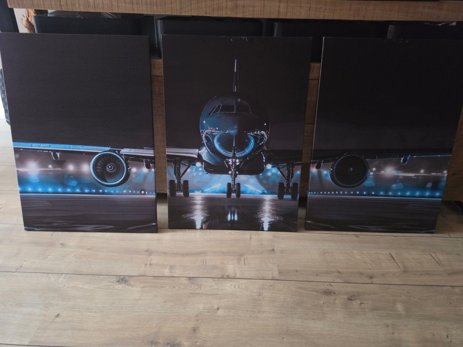Set van 3 canvas prints: Vliegtuig op landingsbaan, Ophalen, 50 – 75, 50 tot 75 cm, Print