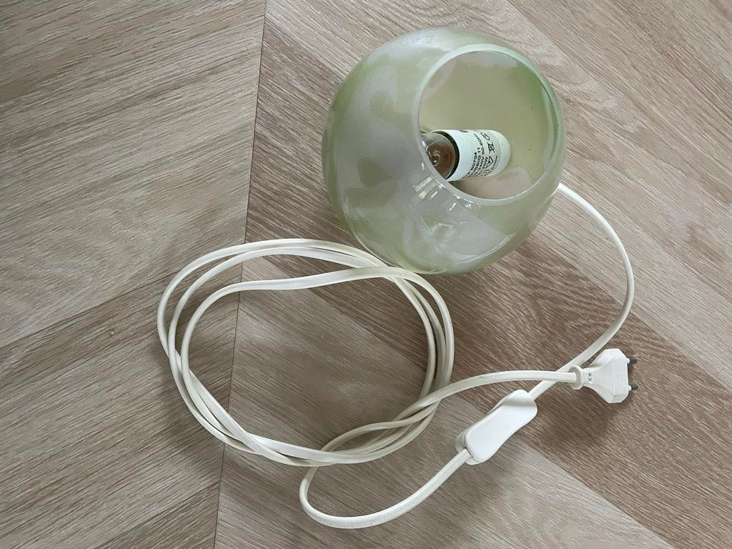 Ikea groen glazen tafellampje / sfeerlicht, Ophalen, Gebruikt