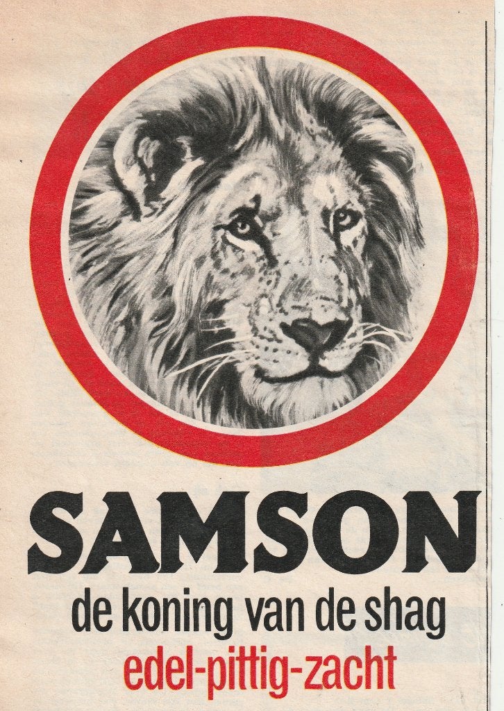 retro reclame 1963 Samson shag met voetbal emblemen, Verzenden, Overige typen