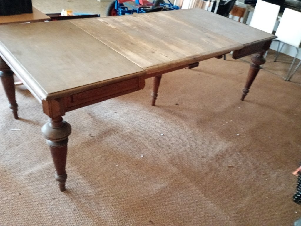 unieke 5-potige eiken tafel, Ophalen, Gebruikt, 100 tot 150 cm, Eikenhout