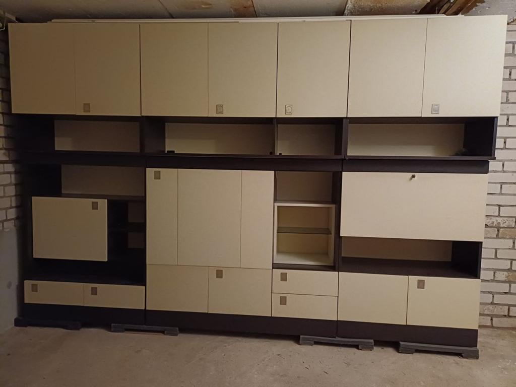 Vintage Kastenwand met Secretaire, Barkast en TV-kast, Huis en Inrichting, Kasten | Wandmeubels, Ophalen, Gebruikt, 200 cm of meer