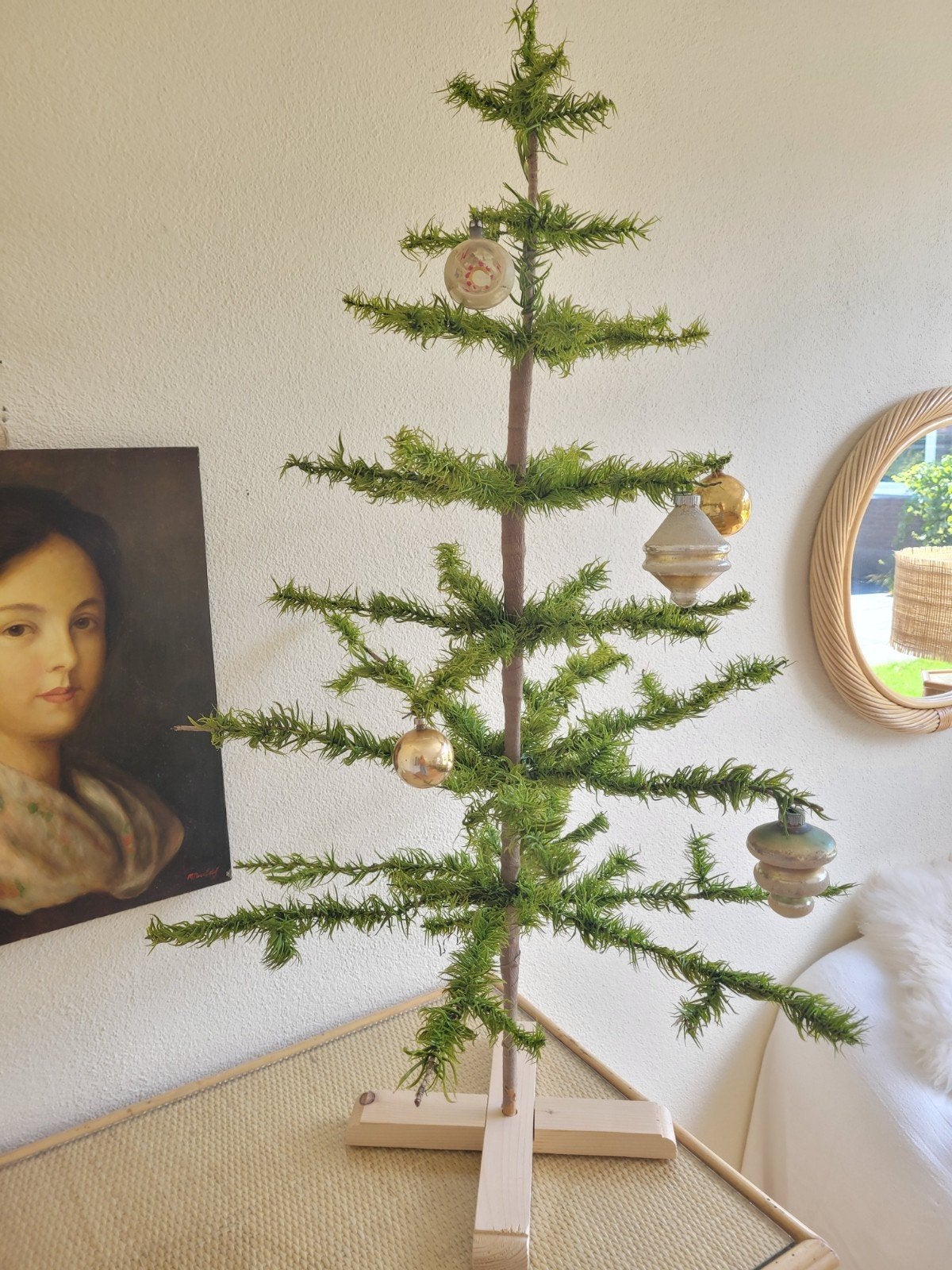 grote antieke zeldzame kerstboom feathertree gannzenveren, Antiek en Kunst, Ophalen of Verzenden