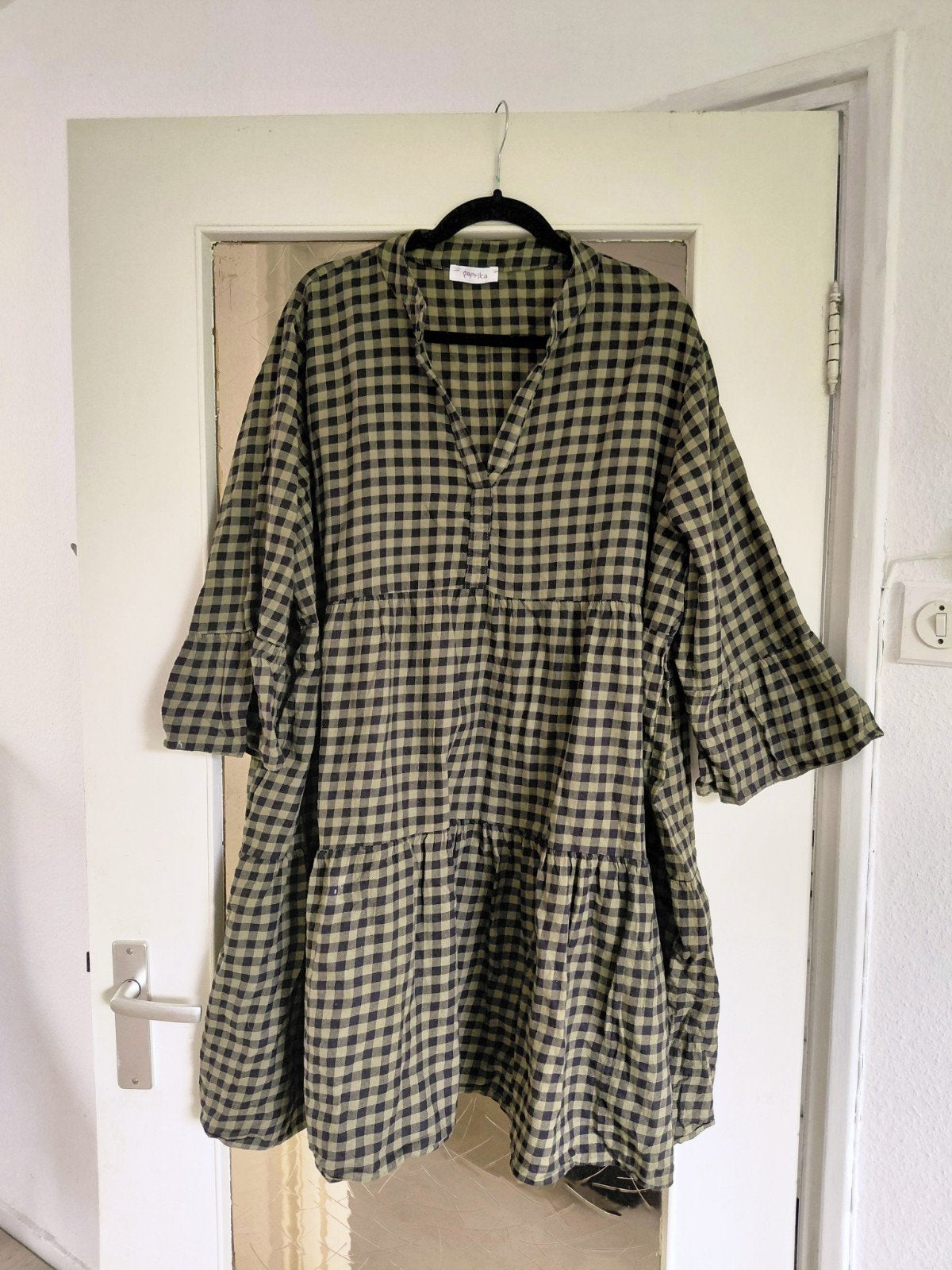 Paprika tuniek / jurk ,mosgroen 54/56 A lijn, Kleding | Dames, Blouse of Tuniek, Ophalen of Verzenden, Zo goed als nieuw, Paprika